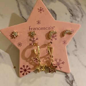 Francesca's Collections Gold Star and Moon Earring Set